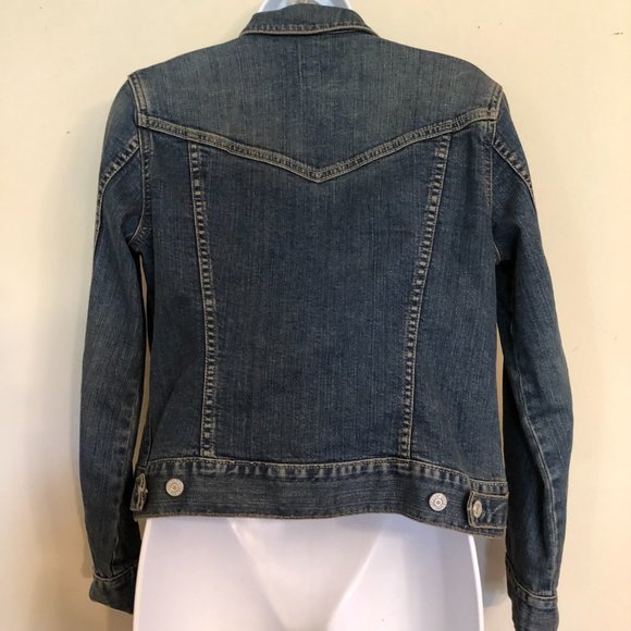 Vtg Y2K GAP Stretch Jeans Trucker Jacket sz S 2004 - Picture 2 of 4